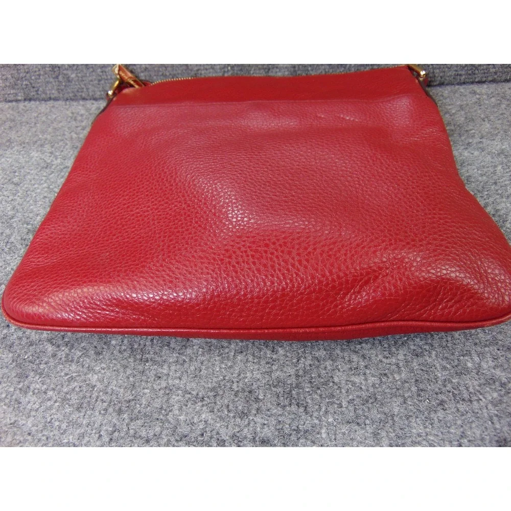 Michael Kors Bedford Red Pebbled‎ Leather Crossbody Bag 32H2MBFC2L Gold Hardware